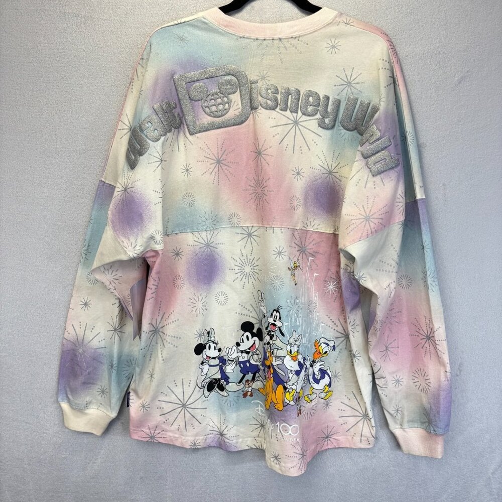 NWT Disney 100 Spirit Jerseyโ Tie Dye Shirt Womens XL Walt Disney World Colorful